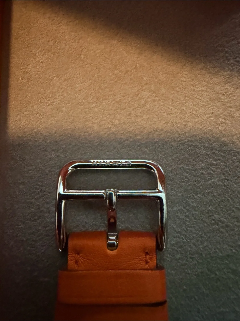 Hermes Orange Leather Apple Watch Strap with Silver Hardware